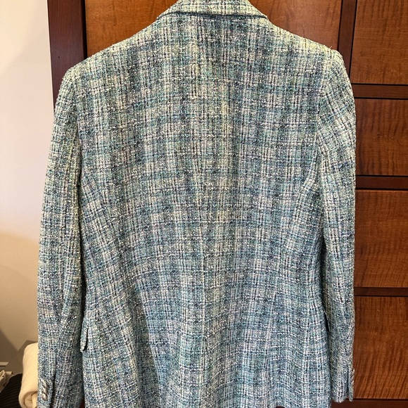 Zara Blue Tweed Blazer - Picture 2 of 4